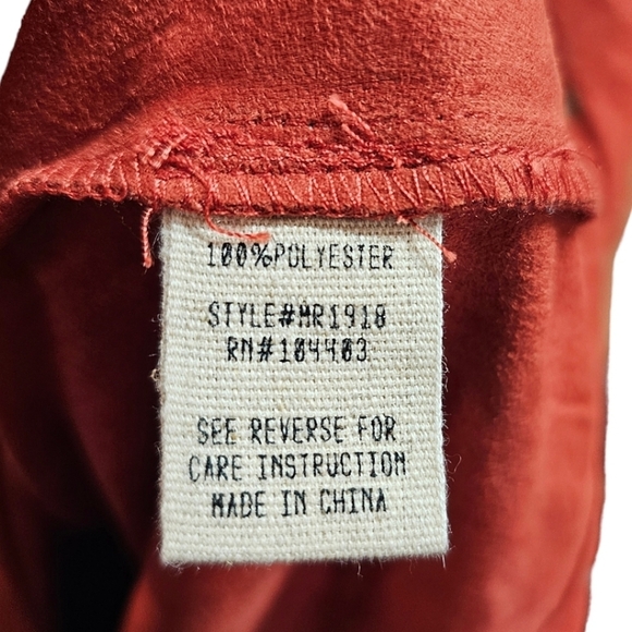 Anthropologie Moon River Boho Deep Orange Faux Suede Short Sleeve Top Medium - Picture 11 of 12